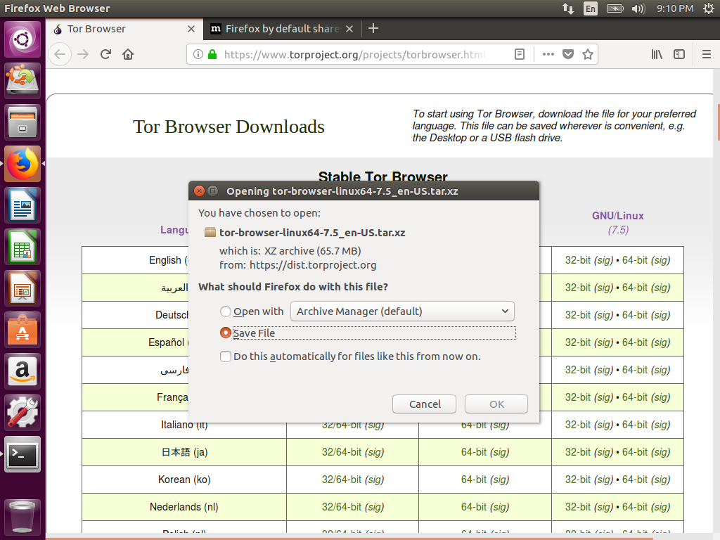 Tor Download Page