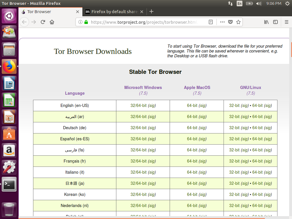 Tor Download Page